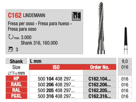 Broca Cirúrgica LINDEMANN (C162) | EDENTA