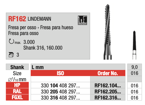 Broca Cirúrgica LINDEMANN (RF162) | EDENTA